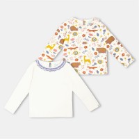 детски,тениски,детски,облекла,lilly,and,sid,&amp;,sid,multicoloured,animal,forest,print,and,plain,top,2,pack,ecru