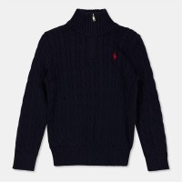 пуловер,детски,3/4,панталони,polo,ralph,lauren,kids',cable,quarter,zip,crew,neck,jumper,newport,navy