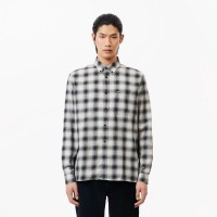 lacoste,regular,fit,flannel,shirt,black,white