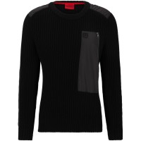 пуловер,мъжки,пуловери,hugo,ribbed,jumper,black,001