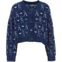 юношеска,жилетка,детски,облекла,emporio,armani,logo,knit,cardigan,juniors,blu,oceano
