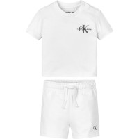 детски,комплект,calvin,klein,jeans,short,sleeve,logo,set,infants,white,yaf