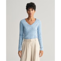 дамски,плетени,дрехи,gant,stretch,cotton,cable,v,neck,peachy,dove,blue