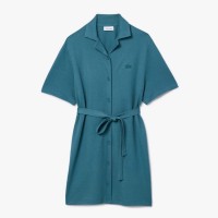 рокля,lacoste,linen,and,cotton,belted,shirt,dress,green