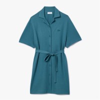 рокля,дамски,чорапогащи,и,клинове,lacoste,linen,and,cotton,belted,shirt,dress,green