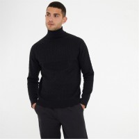 пуловер,облекла,на,разпродажба,мъжки,пуловери,threadbare,cable,knit,roll,neck,jumper,black