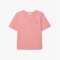 тениска,дамски,топове,lacoste,relaxed,fit,soft,cotton,v,neck,t,shirt,pink