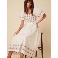 рокля,дамски,поли,и,рокли,nobodys,child,women's,linen,blend,floral,puff,sleeve,demi,midi,corset,dress,cream