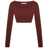 къса,блуза,дамски,топове,honeyz,crop,top,ld99,brown