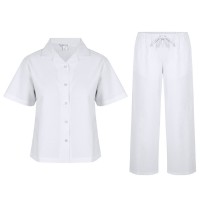пижама,miso,women's,oxford,revere,collar,pyjama,set,white