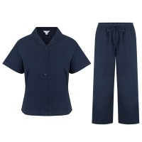 пижама,дамски,облекла,размер,miso,women's,oxford,revere,collar,pyjama,set,navy