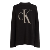 блуза,дамски,плетени,дрехи,calvin,klein,jeans,ck,intarsia,high,neck,sweater,ck,black