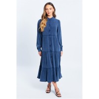 рокля,дамски,поли,и,рокли,be,you,tiered,denim,midi,dress,dark,blue