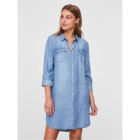рокля,дамски,поли,и,рокли,vero,moda,long,sleeve,short,dress,lt,blue,denim
