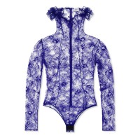 дамски,топове,off,white,flower,lace,bodysuit,blue