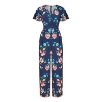 дамски,летни,гащеризони,yumi,yumi,navy,floral,angel,sleeve,jumpsuit,navy