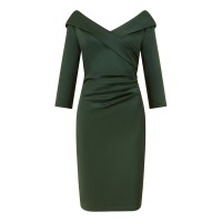 рокля,дамски,поли,и,рокли,yumi,yumi,green,scuba,fitted,wrap,dress,green