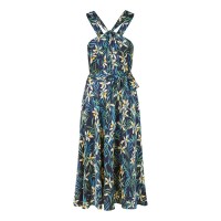 рокля,дамски,поли,и,рокли,yumi,yumi,navy,tropical,print,satin,mdi,dress,navy