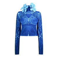 дамски,плетени,дрехи,off,white,flower,embroidered,top,light,blue