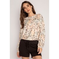 дамски,пижами,pj,salvage,salvage,floral,crew,neck,shirt,orange