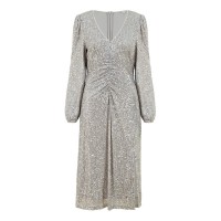 рокля,дамски,поли,и,рокли,yumi,yumi,silver,sequin,ruched,front,midi,dress,silver