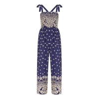 дамски,летни,гащеризони,mela,london,mela,london,navy,daisy,border,shirred,tie,jumpsuit,navy