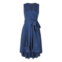 дамска,рокля,дамски,поли,и,рокли,mela,london,women,s,green,satin,dipped,hem,midi,wrap,dress,navy