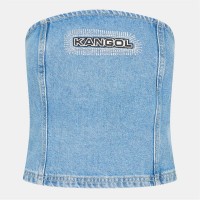 дамски,топове,kangol,women's,denim,bandeau,top,blue