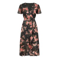 рокля,дамски,поли,и,рокли,mela,london,mela,london,black,rose,print,midi,wrap,dress,black