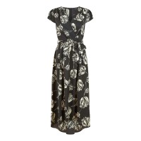 рокля,дамски,поли,и,рокли,mela,london,mela,london,black,rose,print,dipped,hem,wrap,dress,black