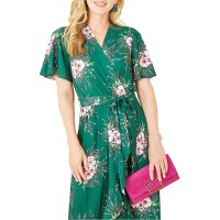 рокля,дамски,поли,и,рокли,mela,london,mela,london,blue,floral,dip,hem,wrap,midi,dress,green