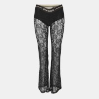 дамски,панталони,дамски,чорапогащи,и,клинове,palm,angels,women,s,lace,logo,high,rise,flared,trousers,black