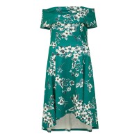 рокля,дамски,поли,и,рокли,mela,london,mela,london,green,floral,bardot,dipped,hem,dress,green