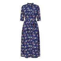 рокля,дамски,поли,и,рокли,yumi,yumi,navy,crane,print,midi,shirt,dress,navy