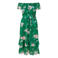 рокля,дамски,поли,и,рокли,yumi,yumi,green,floral,bardot,midi,dress,green