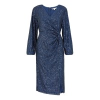 рокля,дамски,поли,и,рокли,yumi,yumi,black,sequin,ruched,wrap,dress,navy
