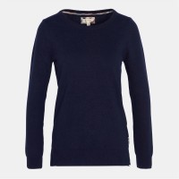 пуловер,дамски,плетени,дрехи,barbour,pendle,crew,neck,jumper,navy,hessian