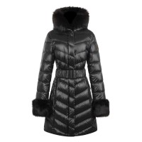 яке,дамски,якета,и,палта,arctic,army,women's,faux,fur,long,sleeve,long,puffer,jacket,black