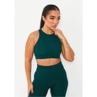къса,блуза,дамски,топове,missy,empire,ribbed,racer,crop,top,green