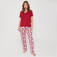 пижама,дамски,пижами,дамски,облекла,размер,miso,women's,v,heart,short,sleeve,pyjama,sets,red