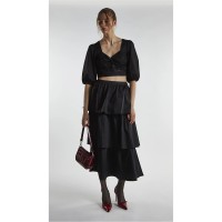 пола,glamorous,black,tiered,midi,skirt,black