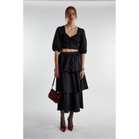 къса,блуза,дамски,топове,glamorous,black,twist,front,crop,top,black