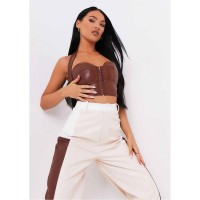 къса,блуза,дамски,топове,missy,empire,halterneck,crop,top,chocolate