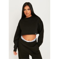 блуза,дамски,блузи,missy,empire,tab,detail,cropped,sweatshirt,black