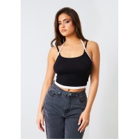 къса,блуза,дамски,топове,missy,empire,strap,crop,top,black