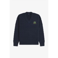пуловер,мъжки,пуловери,fred,perry,men's,badge,laurel,wreath,knitted,crew,neck,jumper,navy,608