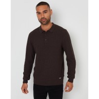 мъжки,пуловер,облекла,на,разпродажба,мъжки,пуловери,threadbare,long,sleeve,textured,knitted,polo,jumper,mens,chocolate