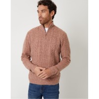 мъжки,пуловер,облекла,на,разпродажба,мъжки,пуловери,threadbare,quarter,zip,cable,knit,jumper,mens,brown,twist