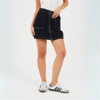 дамска,пола,дамски,облекла,размер,brave,soul,womens,contrast,stitch,denim,skirt,with,front,zip,black,white