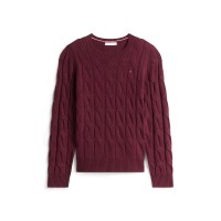 пуловер,дамски,плетени,дрехи,tommy,hilfiger,women's,cable,knit,jumper,deep,burgundy